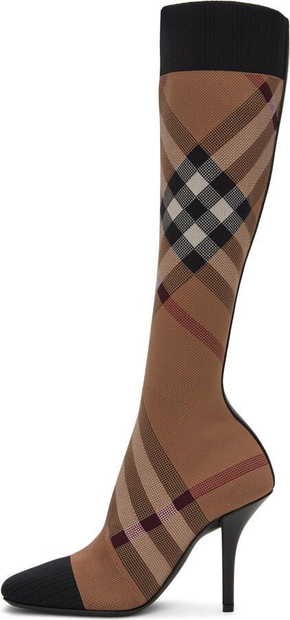 Burberry Beige Check Boots - Picture 3