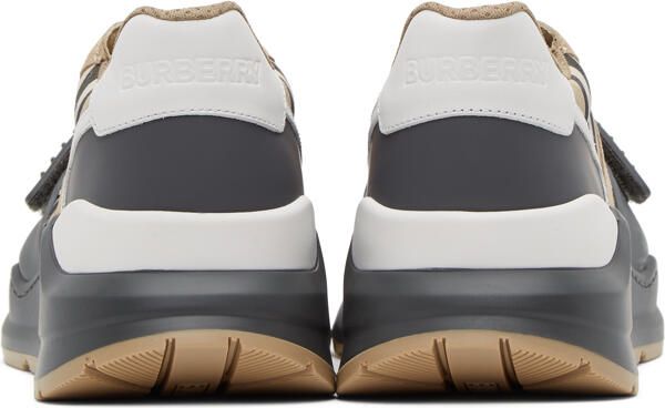 Burberry Beige Check Ramsay Sneakers - Picture 4
