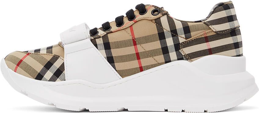 Burberry Beige Check Regis Sneakers - Picture 2