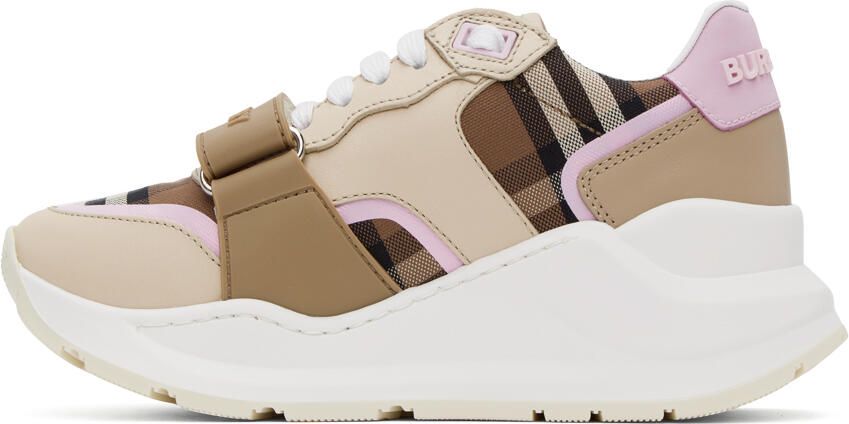 Burberry Beige Check Sneakers - Picture 2