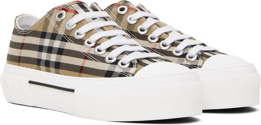 Burberry Beige Check Sneakers - Picture 2