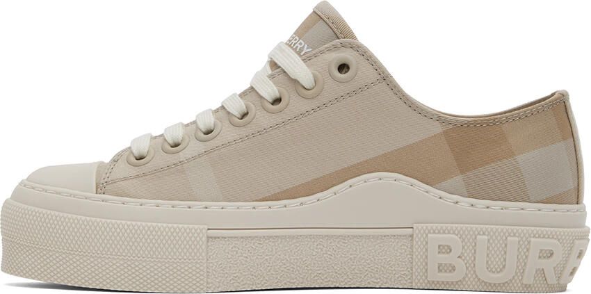 Burberry Beige Cotton Check Low-TopSneakers - Picture 3
