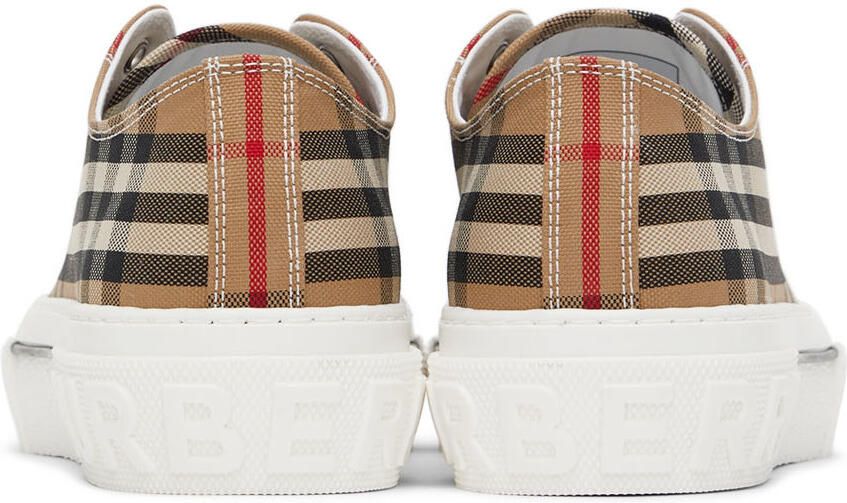 Burberry Beige Cotton Check Sneakers
