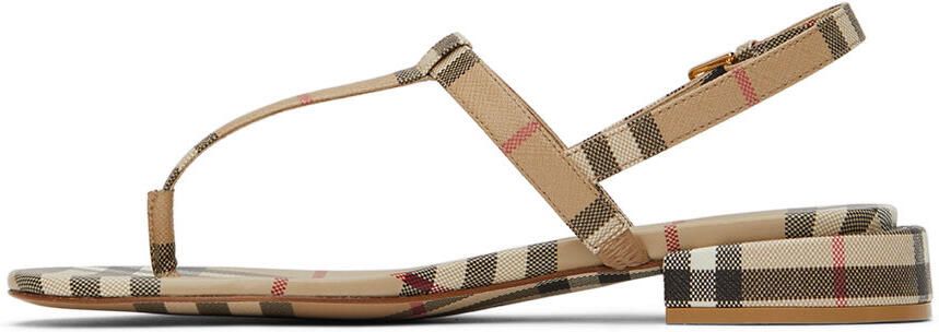 Burberry Beige Emily Check Sandals - Picture 3
