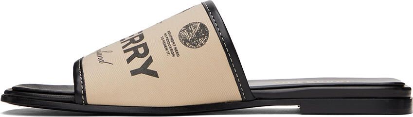 Burberry Beige Label Print Slides - Picture 4