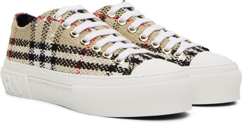 Burberry Beige Tweed Jack Sneakers - Picture 2