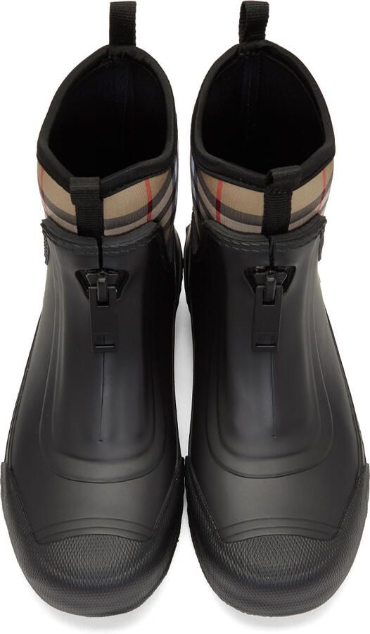 Burberry Black & Beige Flinton Rain Boots - Picture 2