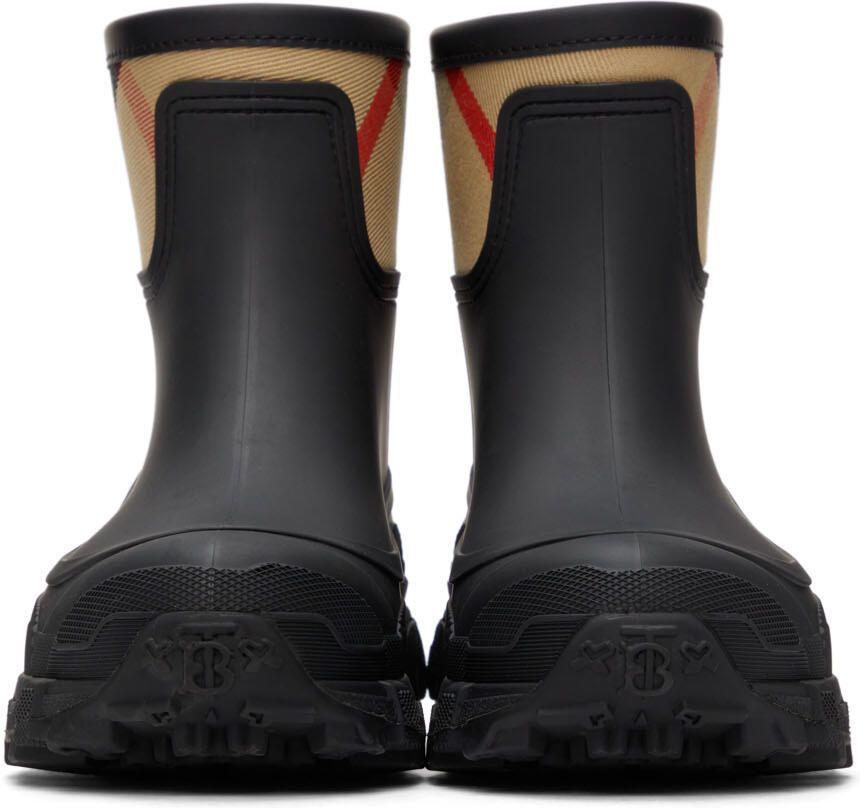 Burberry Black & Beige Ryan Rain Boots - Picture 2