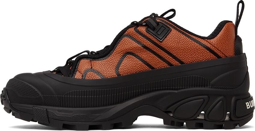 Burberry Black & Orange Leather Arthur Sneakers - Picture 3