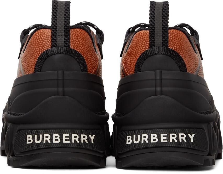 Burberry Black & Orange Leather Arthur Sneakers - Picture 2