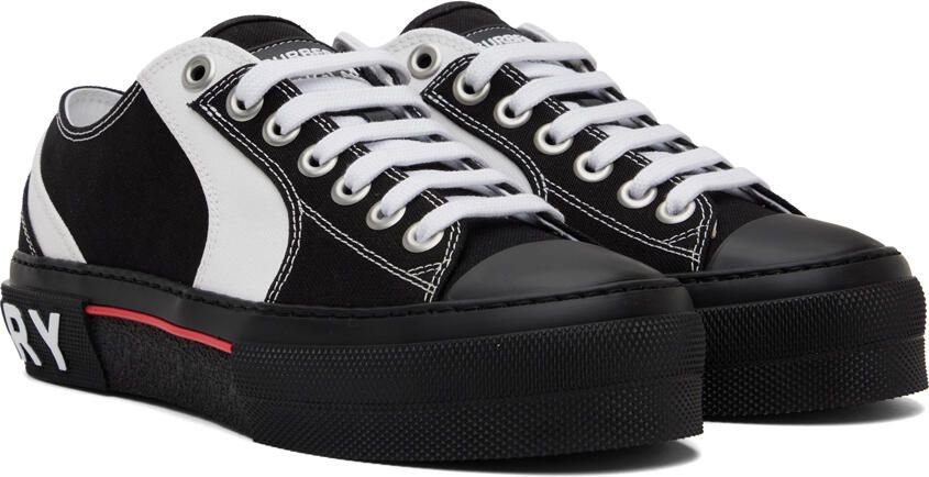 Burberry Black & White Logo Detail Sneakers - Picture 2