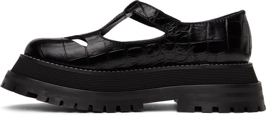 Burberry Black Croc T-Bar Loafers - Picture 3