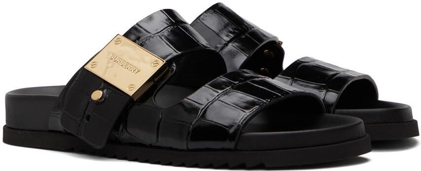 Burberry Black Leather Sandals - Picture 2