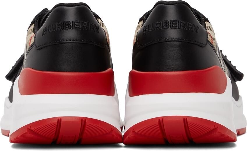 Burberry Black Leather Vintage Check Sneakers - Picture 2
