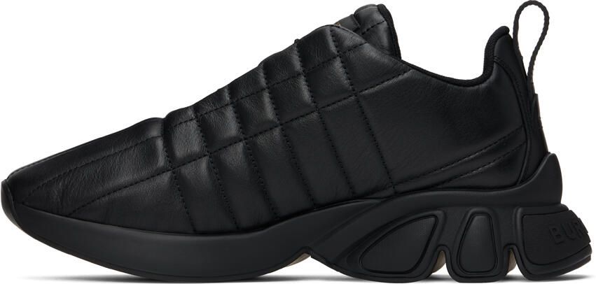 Burberry Black Quilted Leather Classic Sneakers - Picture 3