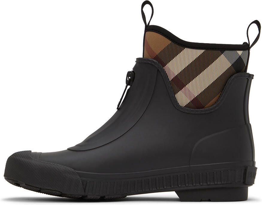 Burberry Black Rubber Check Chelsea Boots - Picture 3