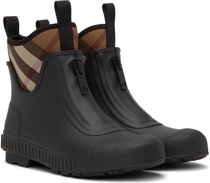 Burberry Black Rubber Check Chelsea Boots - Picture 2