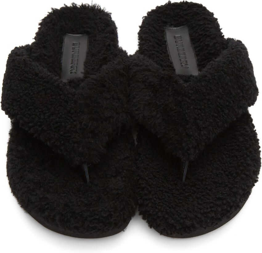 Burberry Black Shearling Furnival Sandals