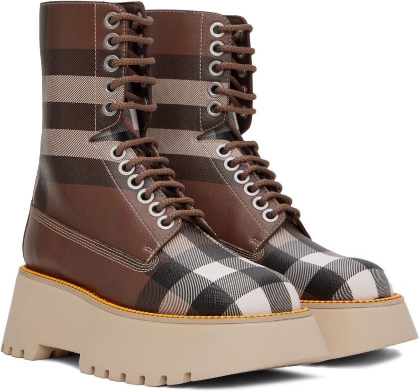 Burberry Brown Check Ankle Boots - Picture 2