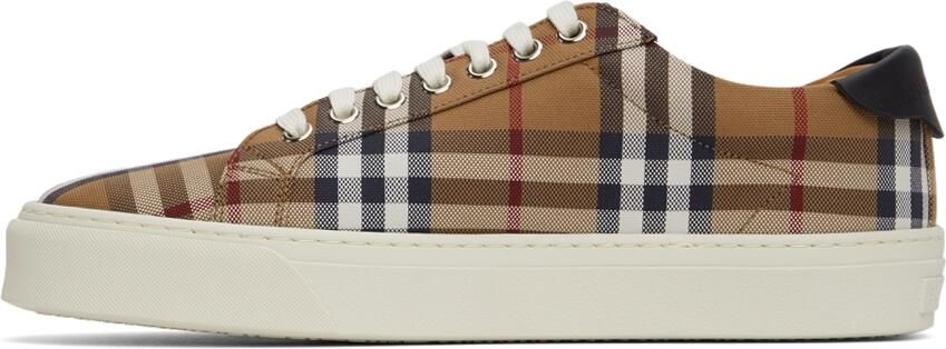 Burberry Brown Check Canvas & Calfskin Sneakers - Picture 4
