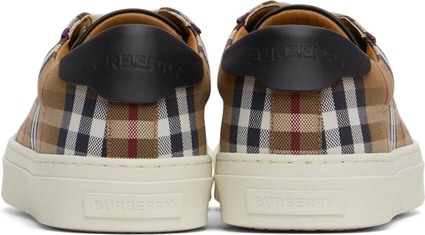 Burberry Brown Check Canvas & Calfskin Sneakers - Picture 2
