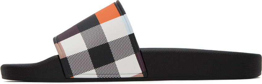 Burberry Brown Colorblock Check Slides - Picture 4