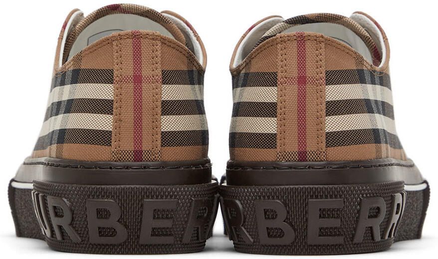 Burberry Brown Cotton Check Sneakers