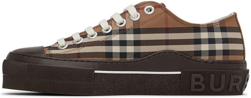 Burberry Brown Cotton Check Sneakers - Picture 3