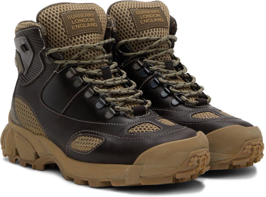 Burberry Brown Leather Tor Lace-Up Boots - Picture 2