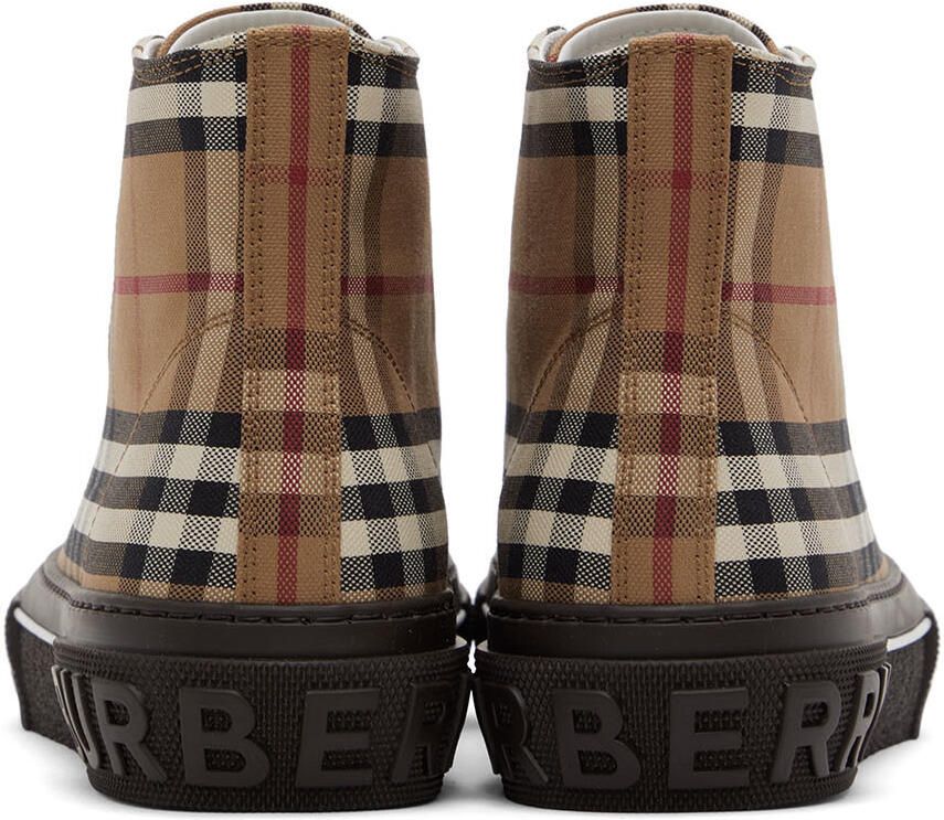 Burberry Brown Vintage Check High-Top Sneakers