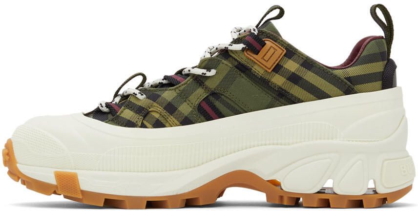Burberry Green & Burgundy Check Arthur Sneakers - Picture 4
