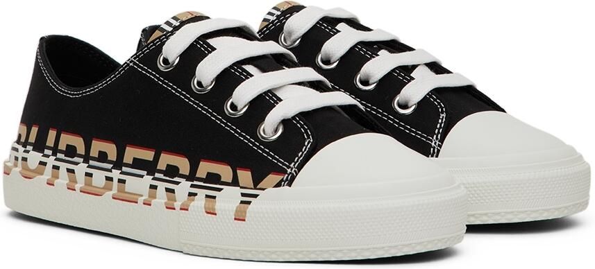 Burberry Kids Black Icon Stripe Logo Sneakers - Picture 2
