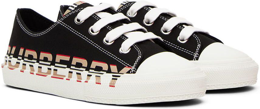Burberry Kids Black Icon Stripe Sneakers - Picture 2