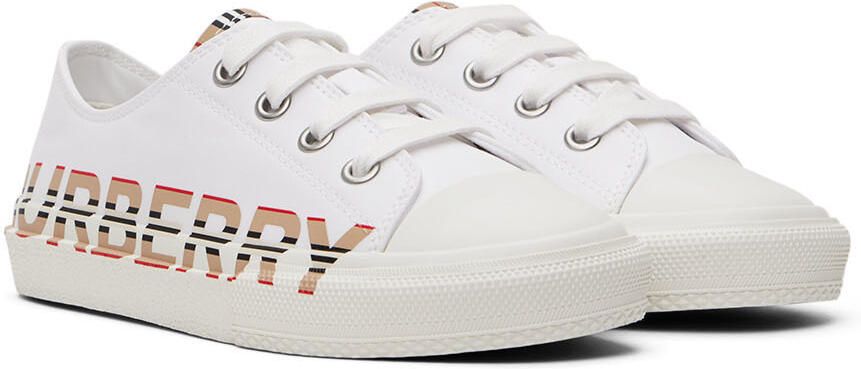 Burberry Kids White Icon Stripe Logo Sneakers - Picture 2