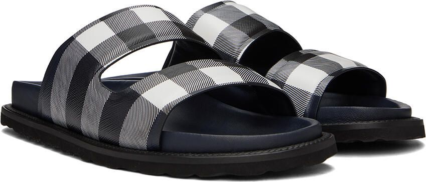 Burberry Navy & White Check Slides - Picture 2