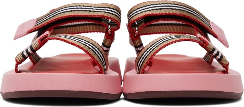 Burberry Pink Icon Stripe Sandals - Picture 3