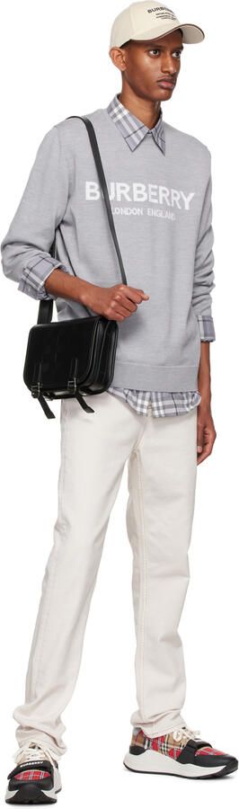 Burberry Red & Beige Ramsey Check Sneakers - Picture 4