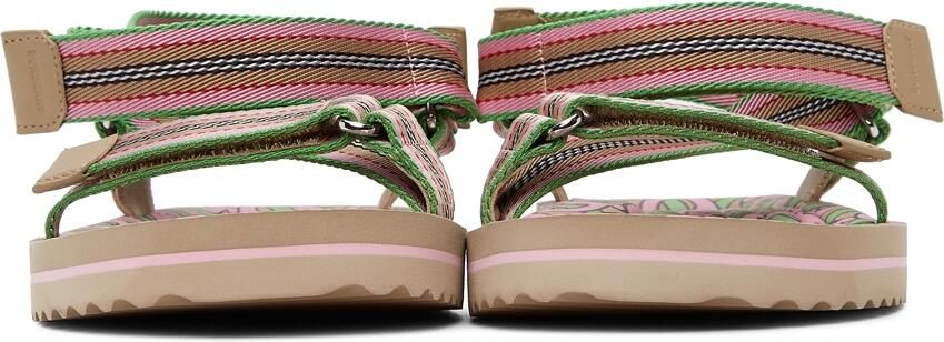 Burberry SSENSE Exclusive Pink & Green Patterson Flat Sandals - Picture 2