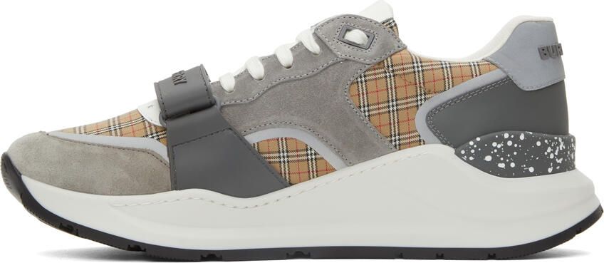 Burberry Suede & Leather Check Low Sneakers - Picture 4