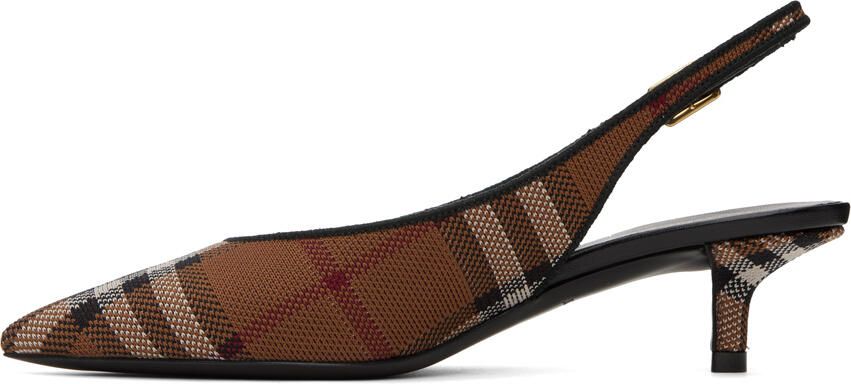 Burberry Tan Check Heels - Picture 3