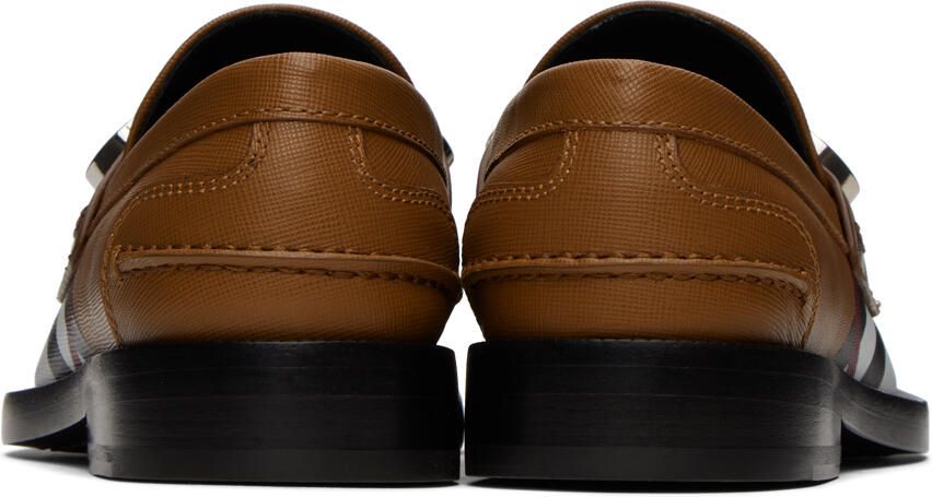 Burberry Tan Chevron Check Loafers