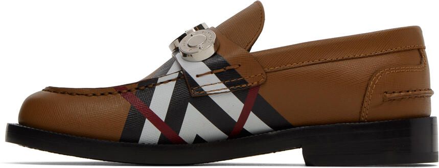 Burberry Tan Chevron Check Loafers - Picture 3