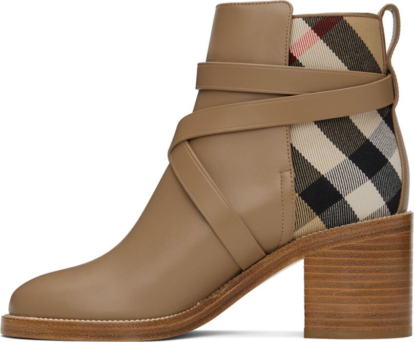 Burberry Taupe House Check Boots - Picture 3