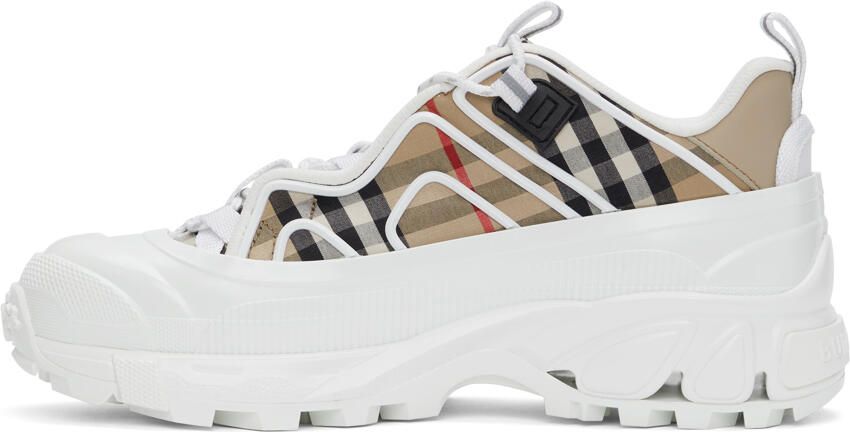 Burberry White & Beige Vintage Check Arthur Sneakers - Picture 4
