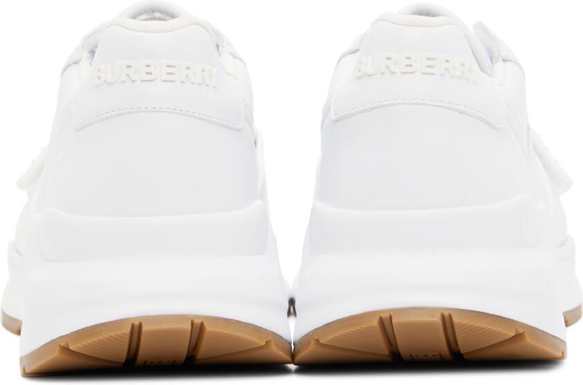 Burberry White Perforated Low-Top Sneakers