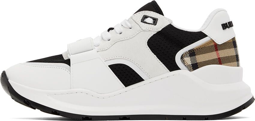 Burberry White Vintage Check Low-Top Sneakers - Picture 3