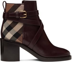 Burberry Burgundy Check Ankle Boots