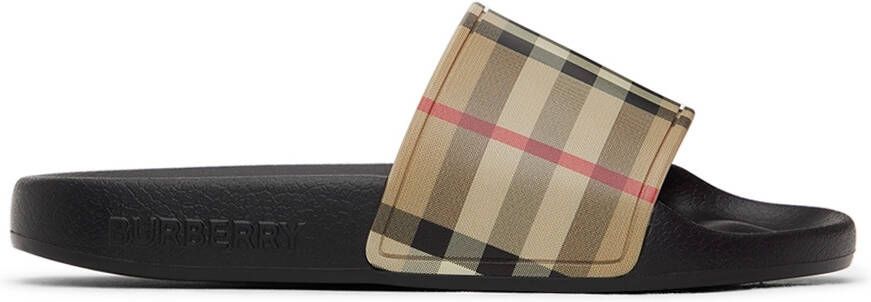 Burberry Kids Beige Vintage Check Slides