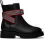 Burberry Kids Black Icon Stripe Bow Boots - Thumbnail 1