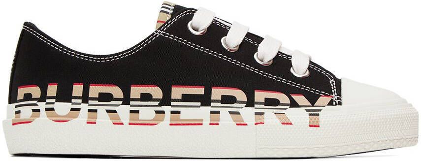 Burberry Kids Black Icon Stripe Sneakers
